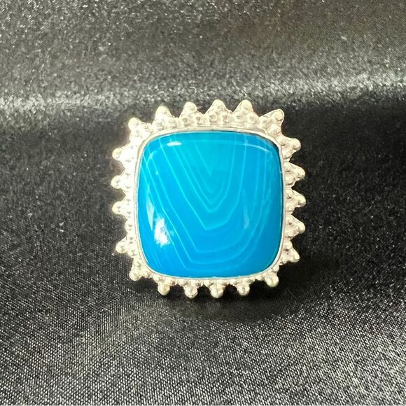 Sterling Silver Genuine Botswana Agate Gemstone Handmade Jewelry Ring Size 8.5 - Picture 1 of 10